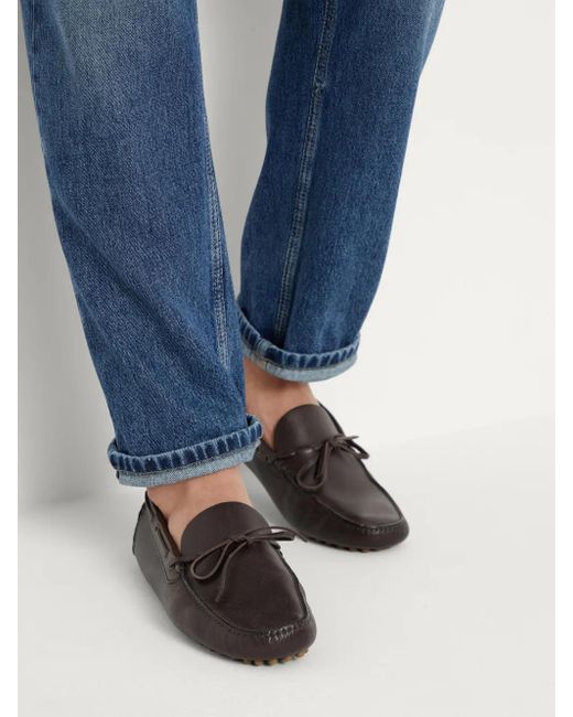 Brunello Cucinelli Brown Driver Leather Loafers for men