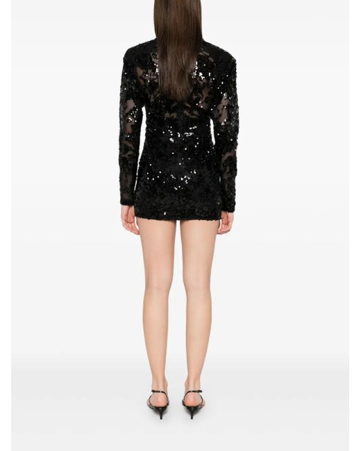 Victoria Beckham Black Sequinned Mini Dress
