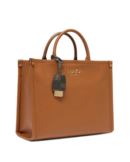Liu Jo Brown Medium Logo-Plaque Tote Bag
