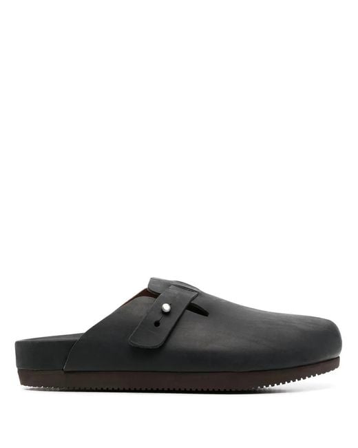 Buttero Black Slip-On Leather Clog Sandals for men
