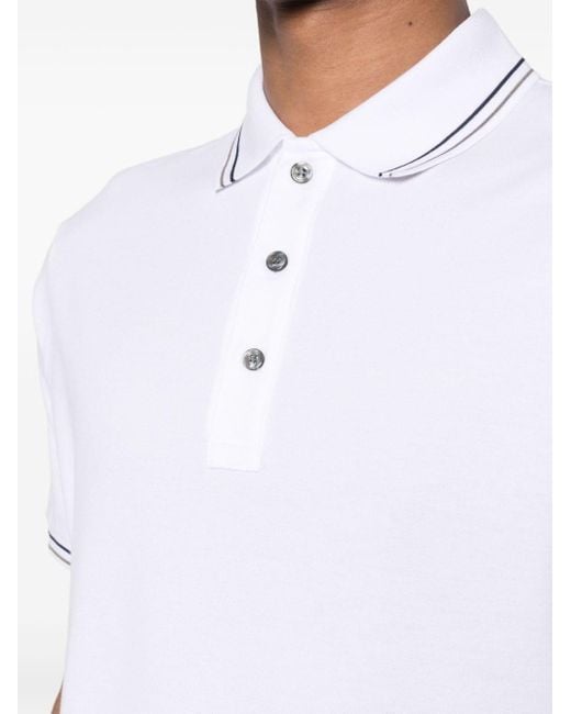 Paul & Shark White Logo-patch Cotton Polo Shirt for men