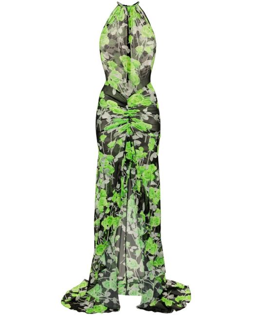 Robe longue à imprimé floral David Koma en coloris Green