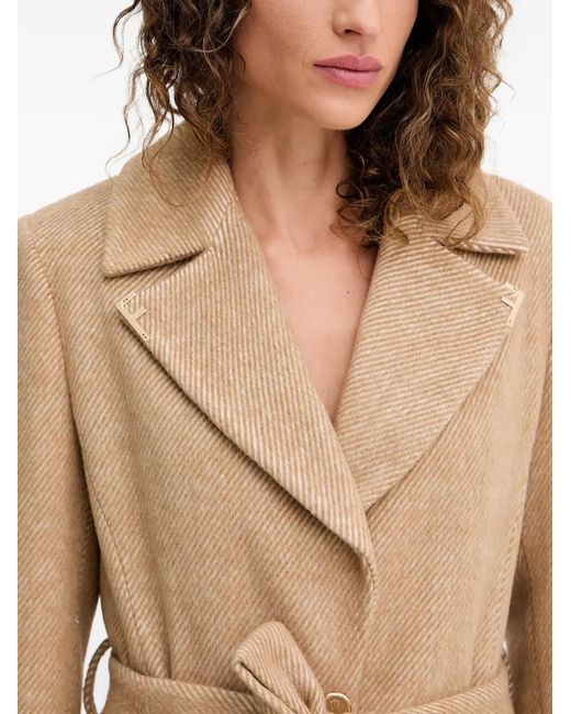 Fracomina Blue Belted Herringbone Coat