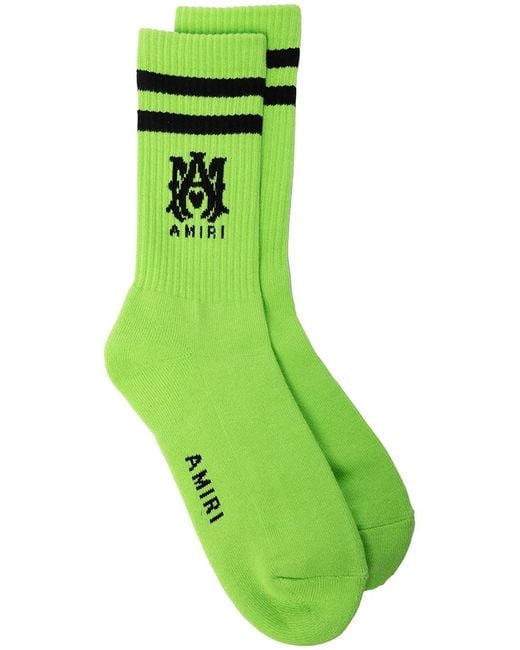Amiri Green Logo Embroidered Ankle Socks for men