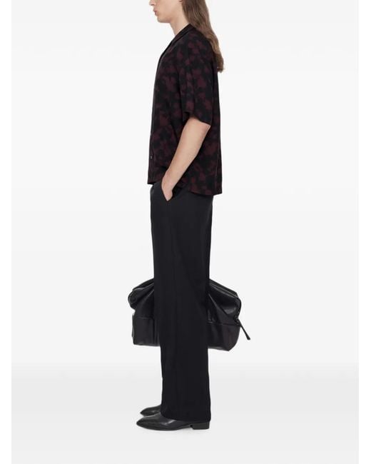 AllSaints Black Leo Leopard-Print Oversized Shirt for men