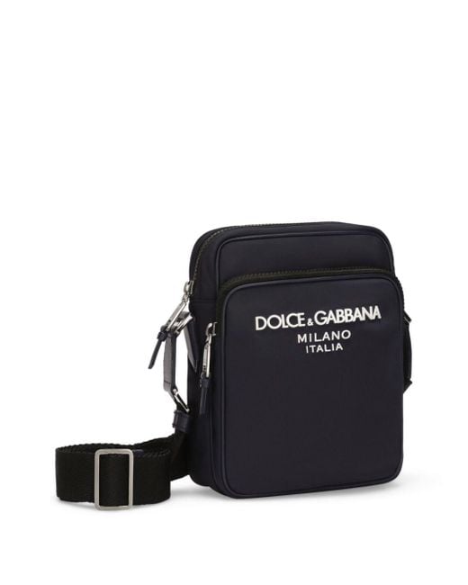 メンズ Dolce & Gabbana ロゴ ジップ ショルダーバッグ Black