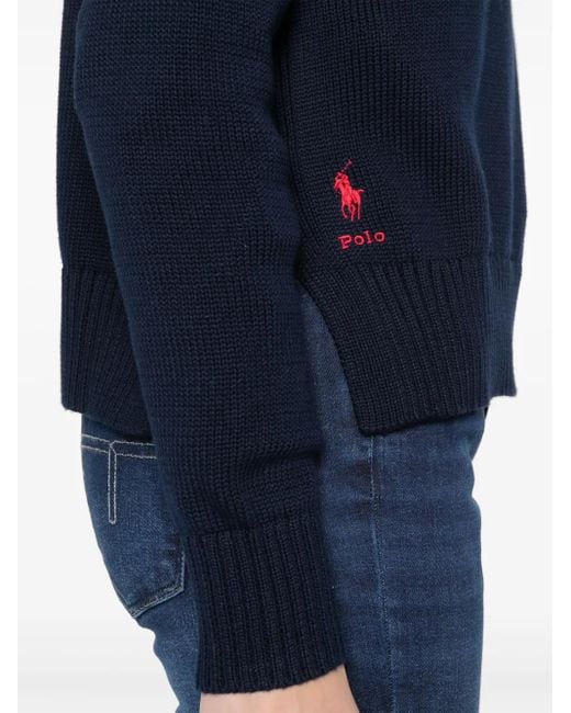 Polo Ralph Lauren Blue Polo-Pony-Motif Sweater