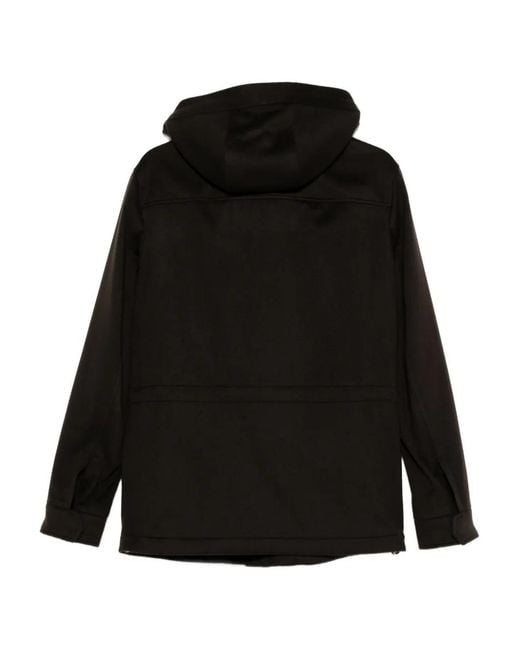 Zegna Black Drawstring-Hood Coat for men