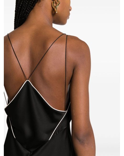 Philosophy Di Lorenzo Serafini Black Contrast-trim Draped-back Maxi Dress