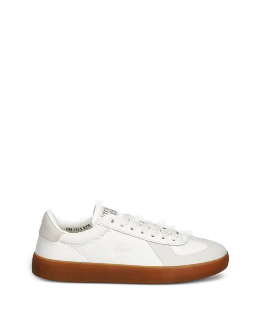 Lacoste White Panelled Leather Sneakers