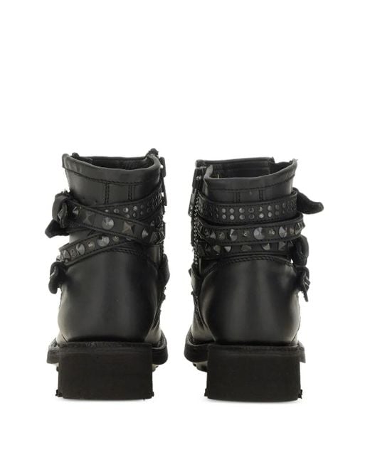 Bottines En Cuir À Détails De Clous Ash en coloris Black
