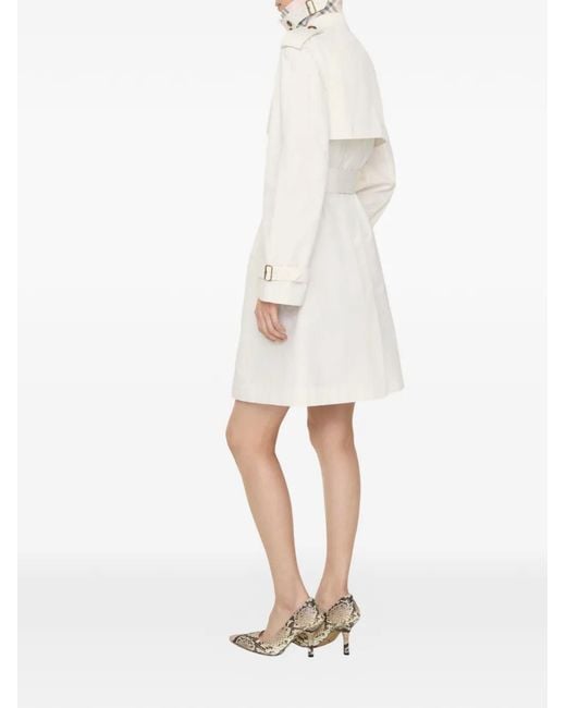 Burberry White Mid-Length Lightweight Cotton Belgravia Trench Coat