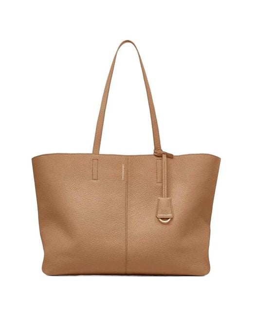 Maison De Sabre Brown The Snap Pebbled Tote Bag