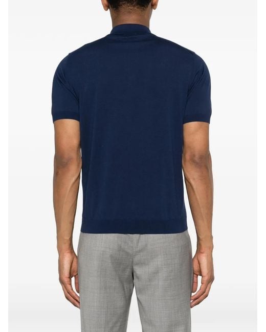 Drumohr Blue Buttoned Polo Shirt for men
