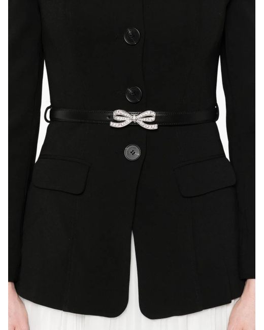 Self-Portrait Black Pleated-Panel Bow-Detail Midi Dress