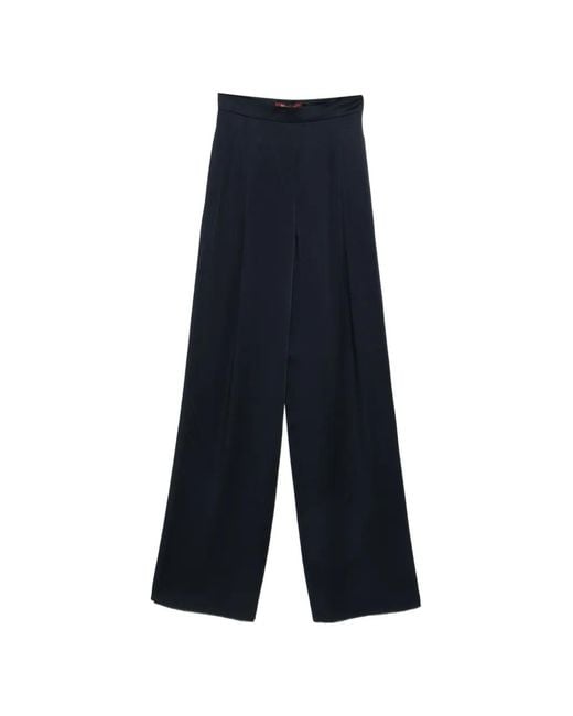 Max Mara Blue Msecono Pleated Tailored Trousers