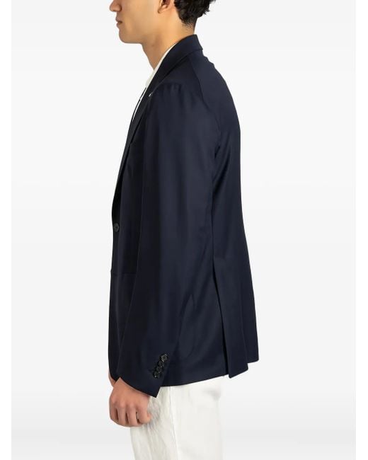 Tagliatore Blue Single-Breasted Patch-Pocket Blazer for men