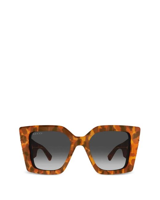 Gucci Brown Tortoiseshell-Effect Square-Frame Sunglasses for men