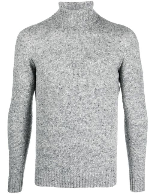 Drumohr Wool Marl-knit Roll Neck Sweater in Grey (Gray) for Men | Lyst