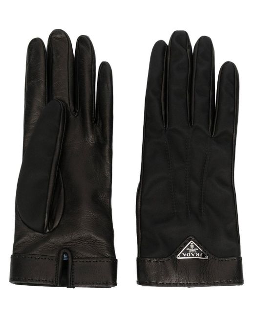 Prada Leder Handschuhe mit Logo in Schwarz | Lyst AT