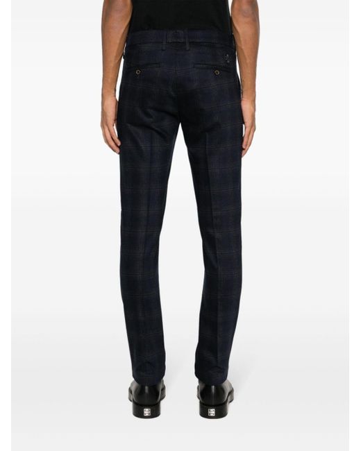Jacob Cohen Blue Plaid-check Wool-blend Tapered Trousers for men
