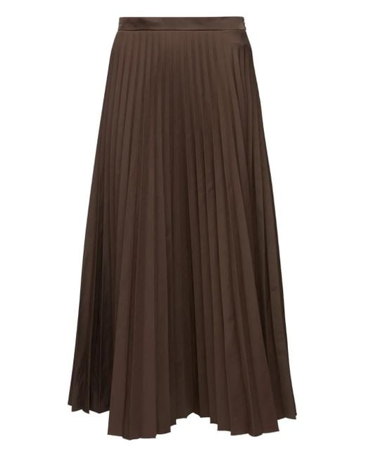 MM6 by Maison Martin Margiela Brown A-Line Midi Pleated Skirt