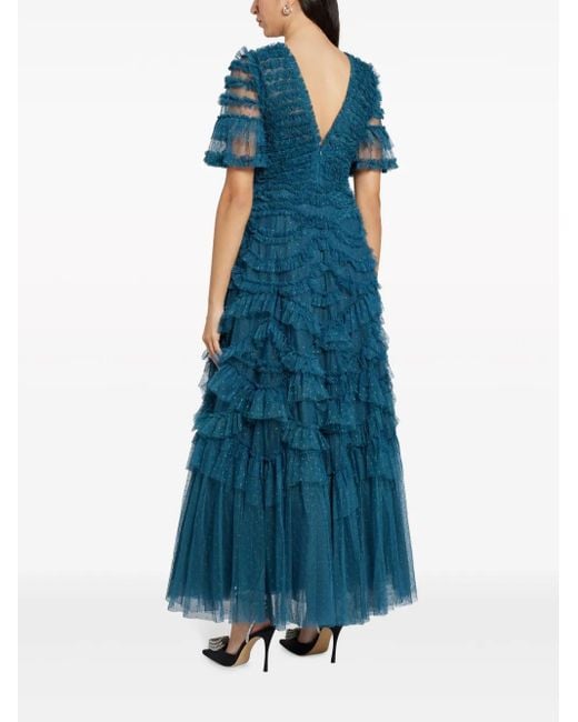 Needle & Thread Marilla Avondjurk Met Ruches in het Blue