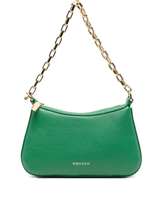 Alexander McQueen Green T-Bar Chain-Strap Leather Tote Bag