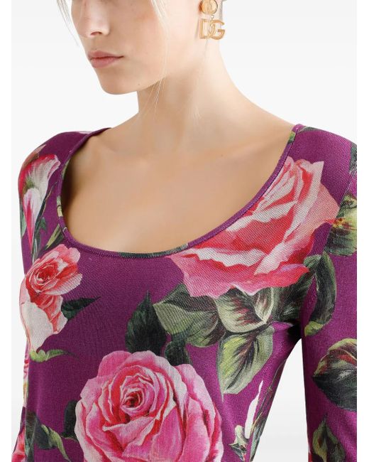 Dolce & Gabbana Pink Floral-Print Top
