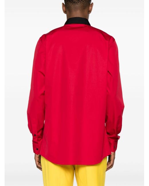 Moschino Popeline Overhemd Met Geborduurd Logo in het Red voor heren