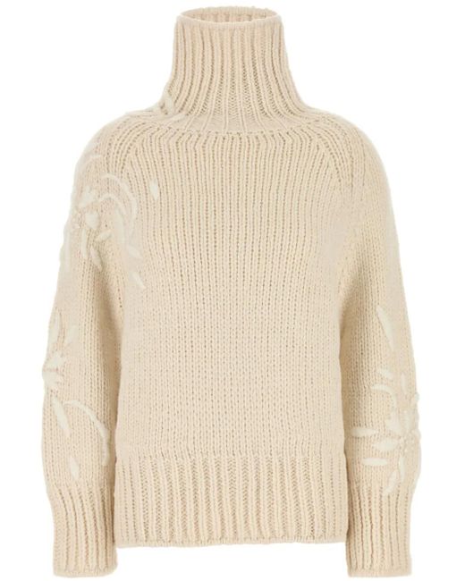 Ermanno Scervino Natural Embroidered Alpaca-Blend Jumper