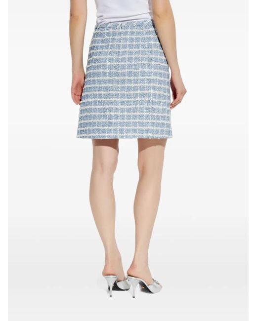 Versace Blue Tweed Skirt With Lurex Thread
