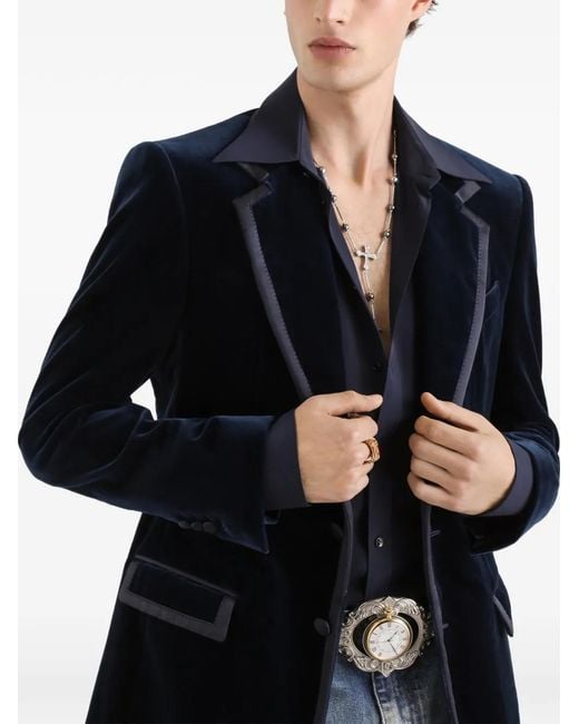 Dolce & Gabbana Blue Sicilia Single-Breasted Tuxedo Jacket for men