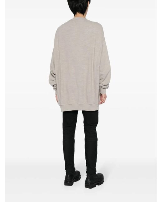 Rick Owens White Slub Panelled Sweatshirt for men