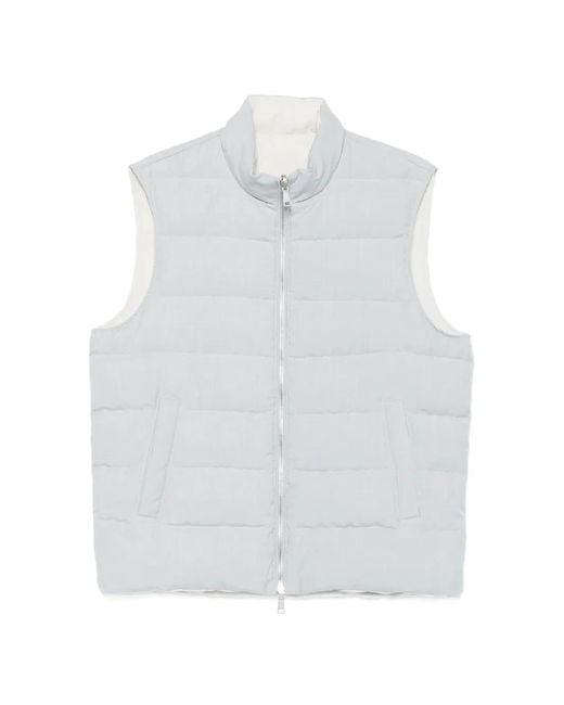 Eleventy White Quilted Padded Gilet for men