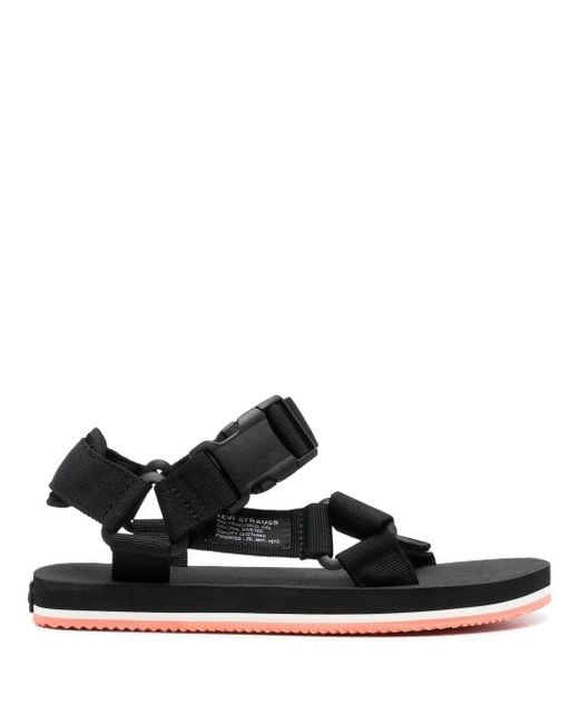 Levi's Black Tahoe Side Logo-Patch Sandals