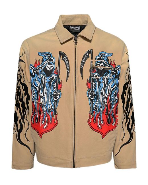 Warren Lotas Natural Reaper-Print Work Jacket for men