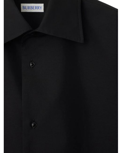 Burberry Black Slim Fit Cotton Silk Tuxedo Shirt for men