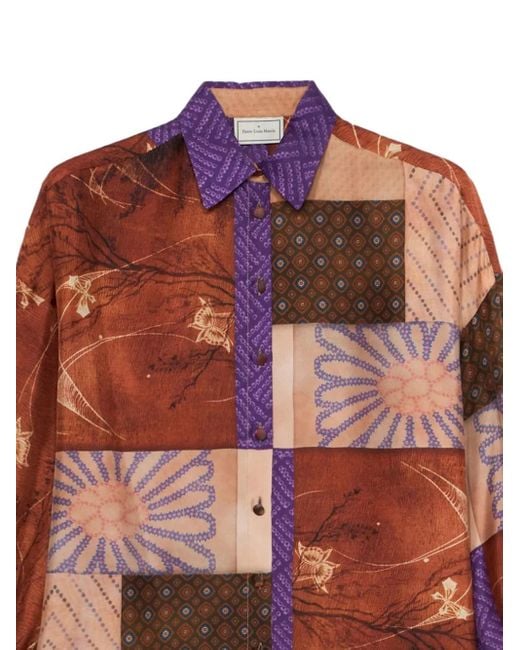 Pierre Louis Mascia Brown Patchwork-Print Shirt