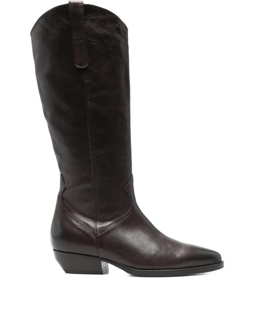 CURIOSITÉ Black 35Mm Leather Pointed-Toe Cowboy Boots