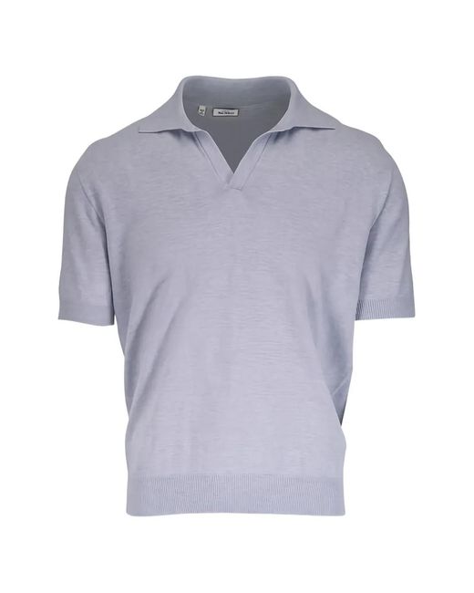 Atelier Munro Blue V-Neck Knit Shirt for men