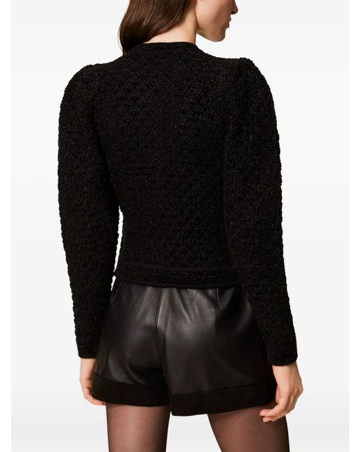 Twinset Black Puff-Sleeve Jacquard Cardigan