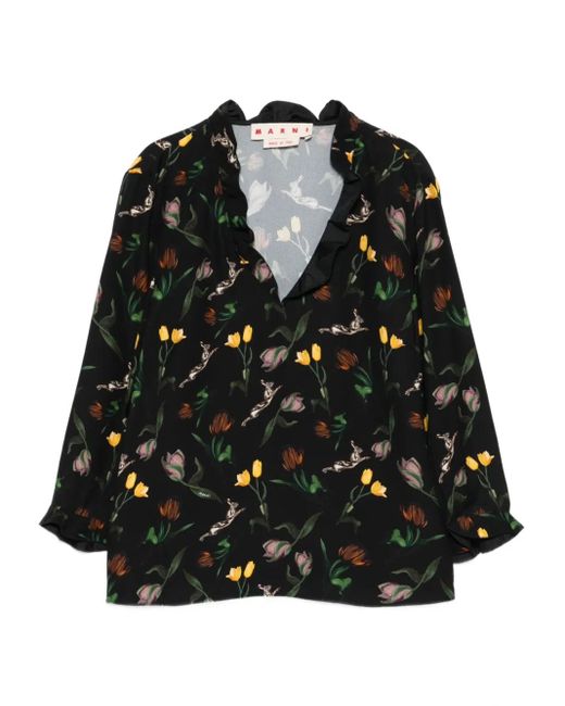 Marni Shirt Met Bloemenprint in het Black