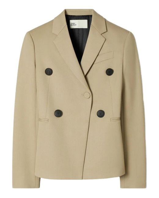 Tory Burch Natural Double-Breasted Blazer