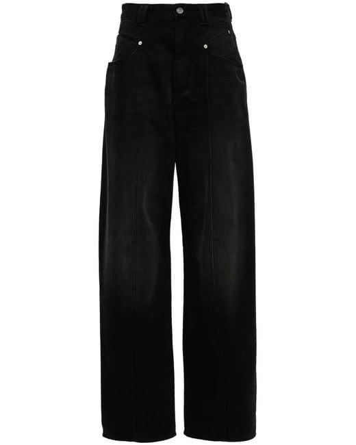 Isabel Marant Black Vetan High-Rise Wide-Leg Jeans