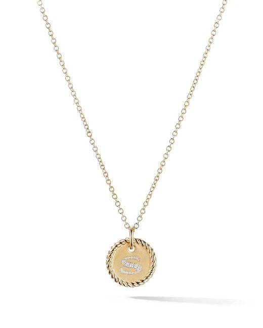 David Yurman Metallic 18Kt S Initial Charm Diamond Necklace