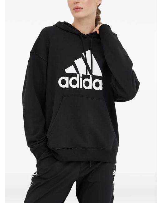 Adidas Blue Essentials Big Logo Oversized French Terry Hoodie