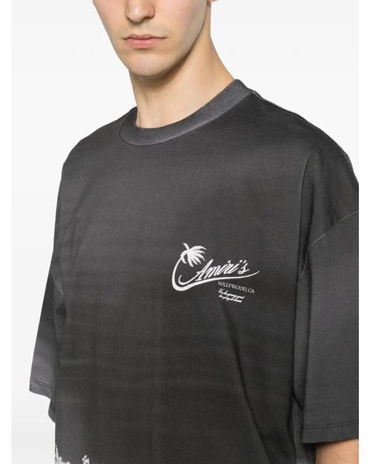 Amiri Gray Palm Tree-Print T-Shirt for men