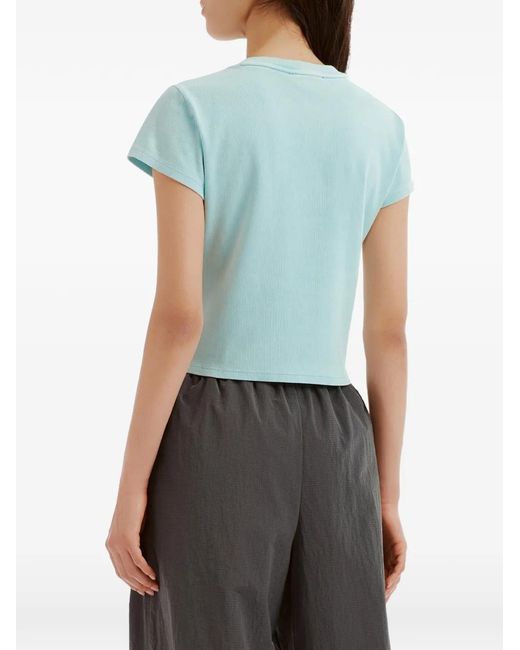 Mini Cream Blue Graphic-Print Ribbed T-Shirt