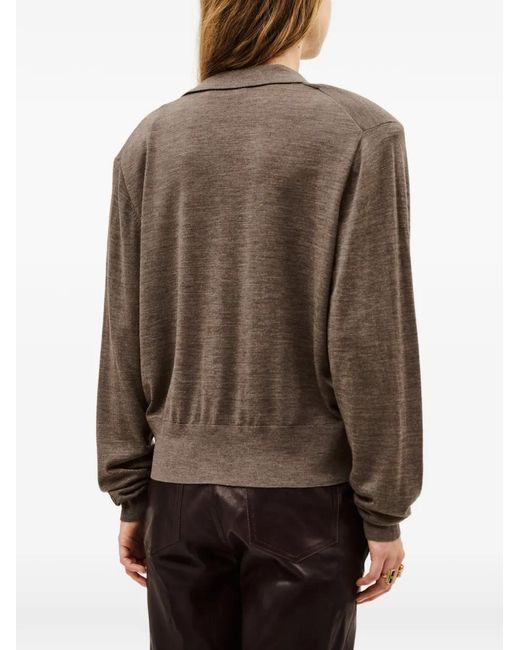 Ba&sh Brown Boston Button-Up Collared Cardigan